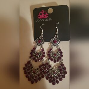 Paparazzi Chic Silver and Purple Earrings